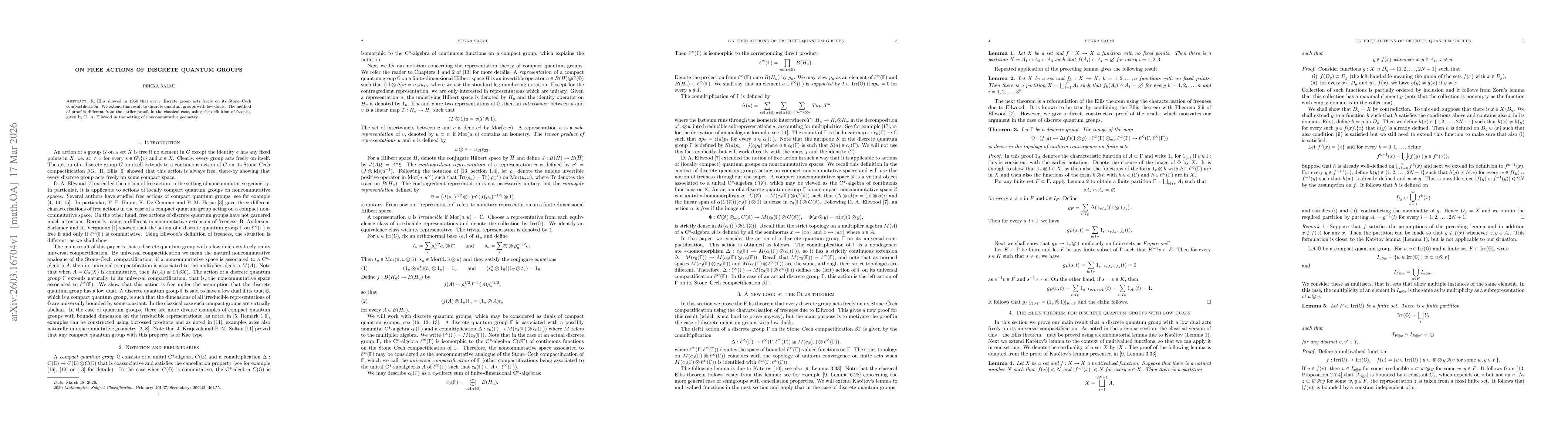 Thumbnail for On free actions of discrete quantum groups