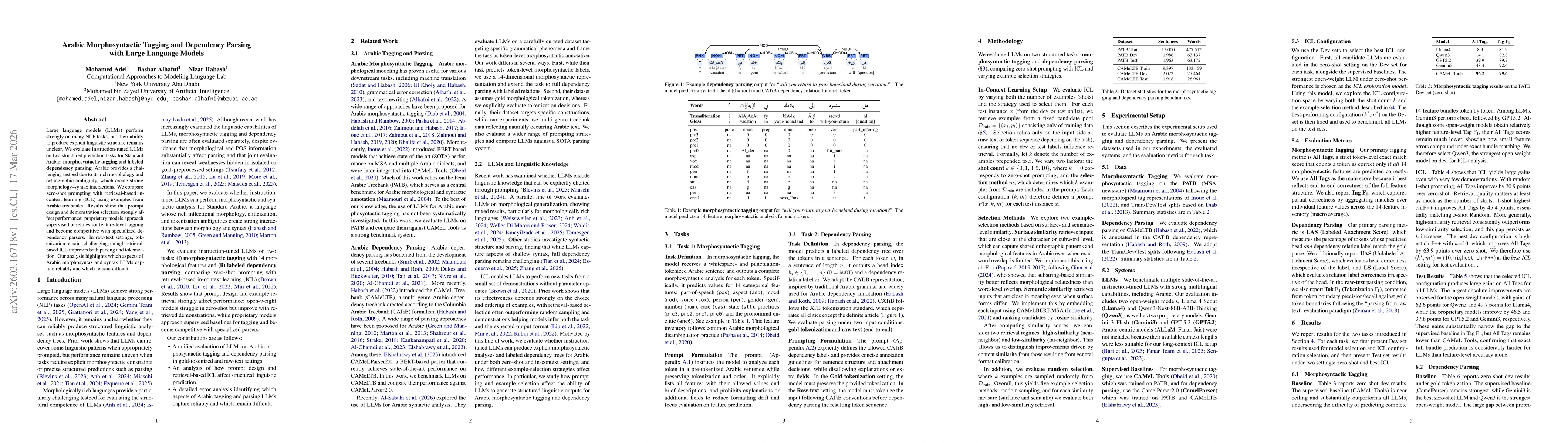 Thumbnail for Arabic Morphosyntactic Tagging and Dependency Parsing with Large Language Models