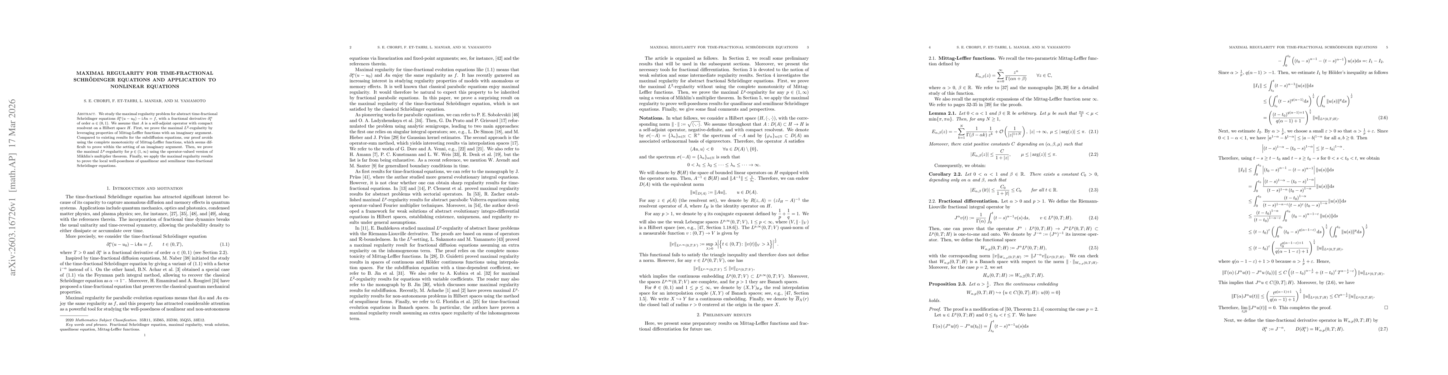 Thumbnail for Maximal regularity for time-fractional Schrödinger equations and application to nonlinear equations