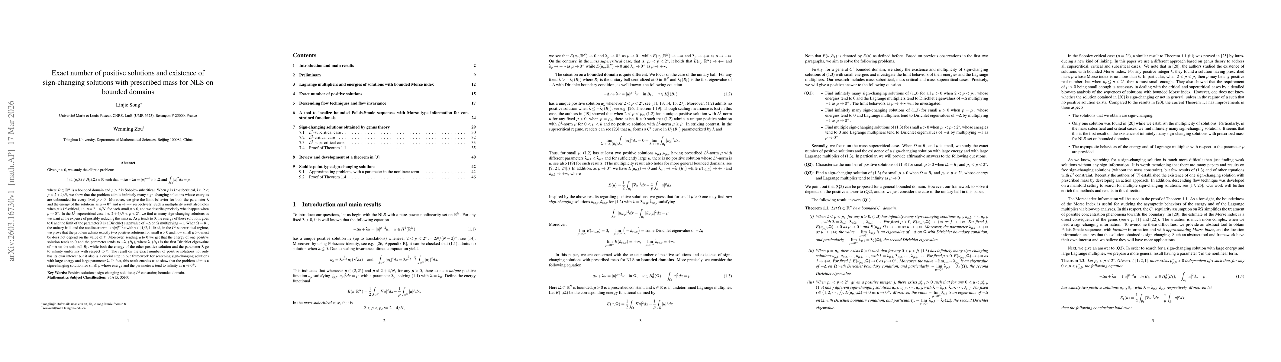 Thumbnail for Exact number of positive solutions and existence of sign-changing solutions with prescribed mass for NLS on bounded domains