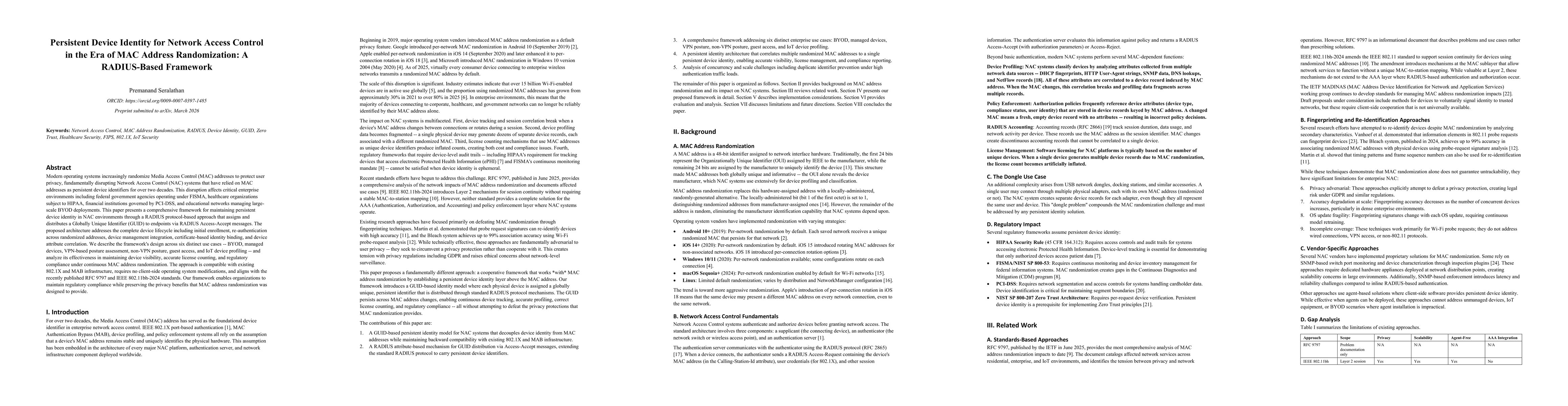 Thumbnail for Persistent Device Identity for Network Access Control in the Era of MAC Address Randomization: A RADIUS-Based Framework