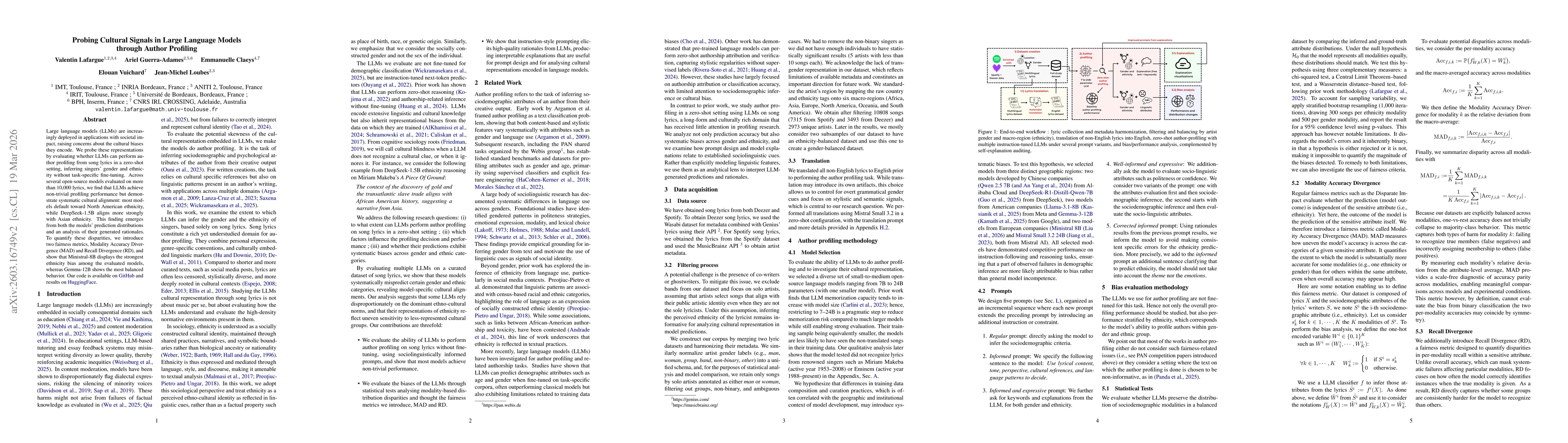 Thumbnail for Probing Cultural Signals in Large Language Models through Author Profiling