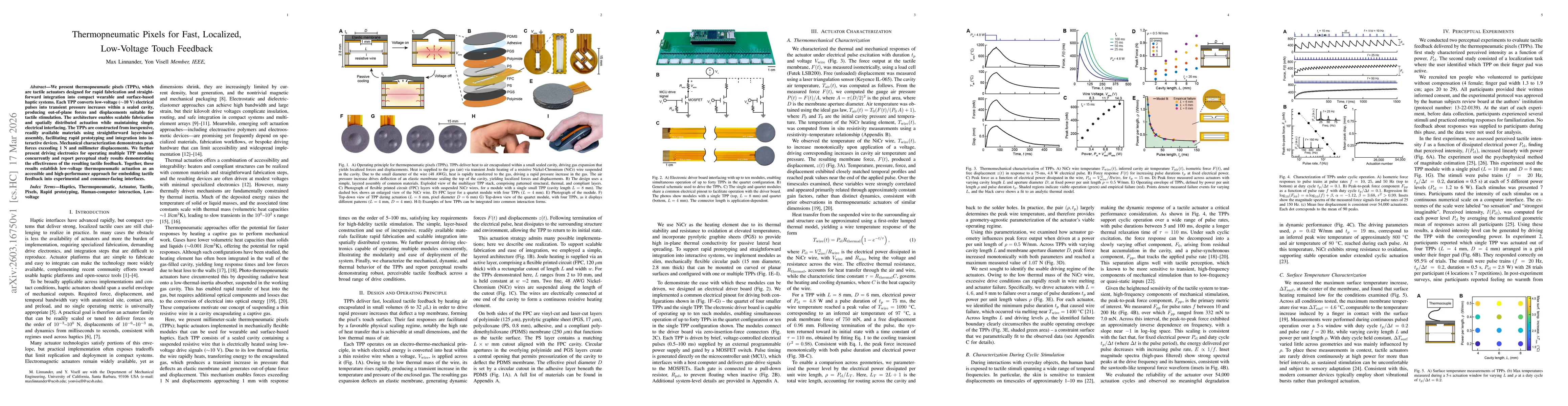 Thumbnail for Thermopneumatic Pixels for Fast, Localized, Low-Voltage Touch Feedback