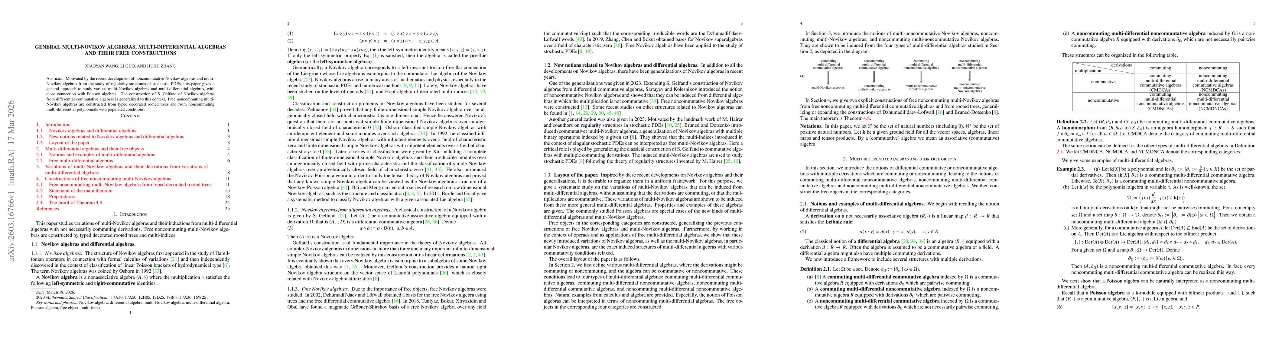 Thumbnail for General multi-Novikov algebras, multi-differential algebras and their free constructions
