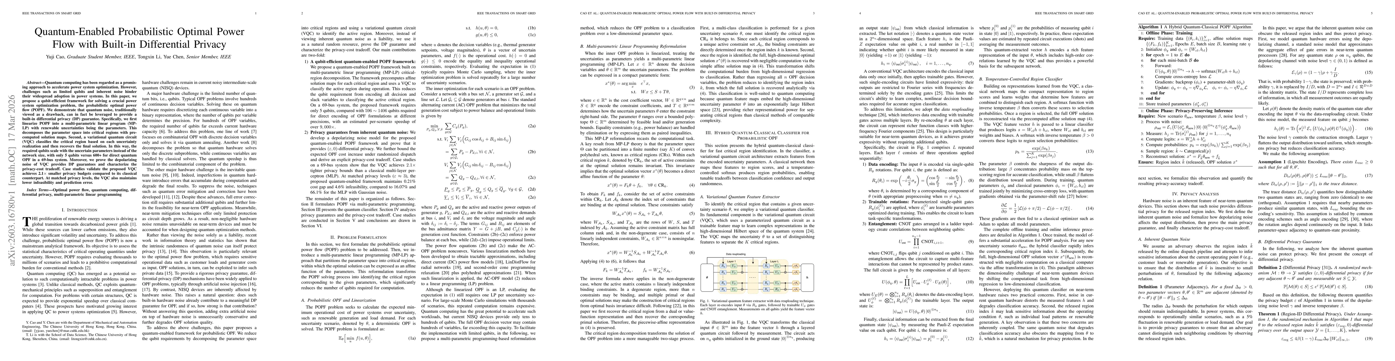 Thumbnail for Quantum-Enabled Probabilistic Optimal Power Flow with Built-in Differential Privacy