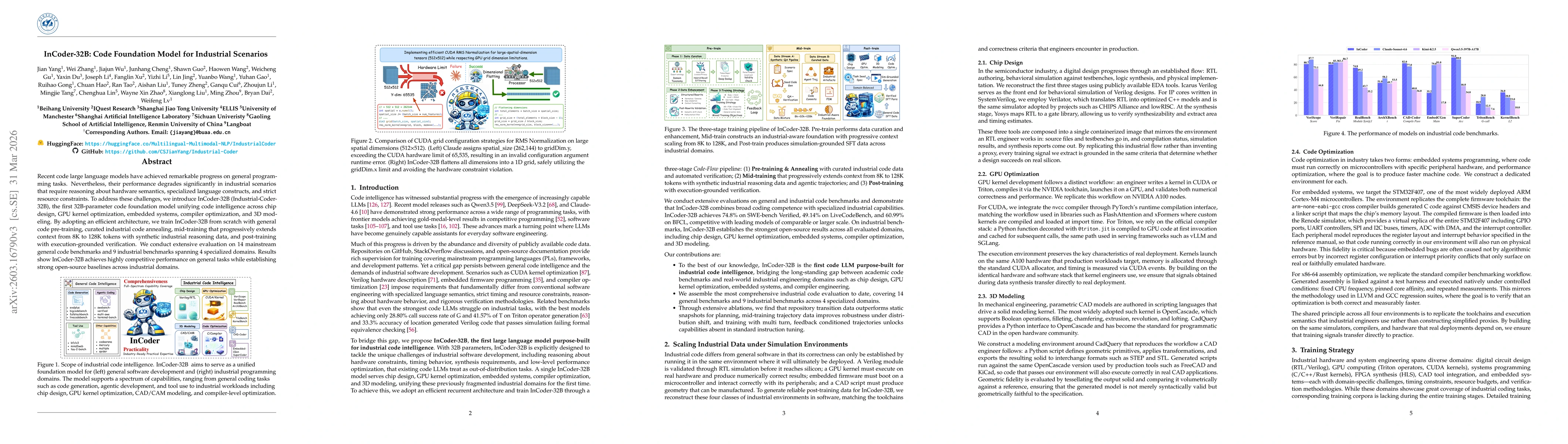 Thumbnail for InCoder-32B: Code Foundation Model for Industrial Scenarios