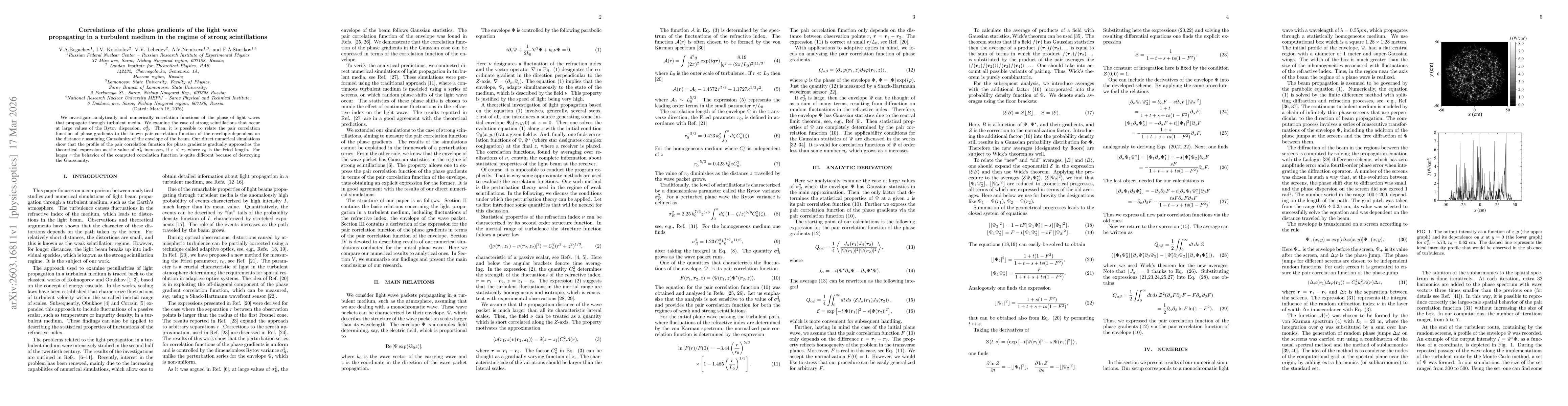 Thumbnail for Correlations of the phase gradients of the light wave propagating in a turbulent medium in the regime of strong scintillations