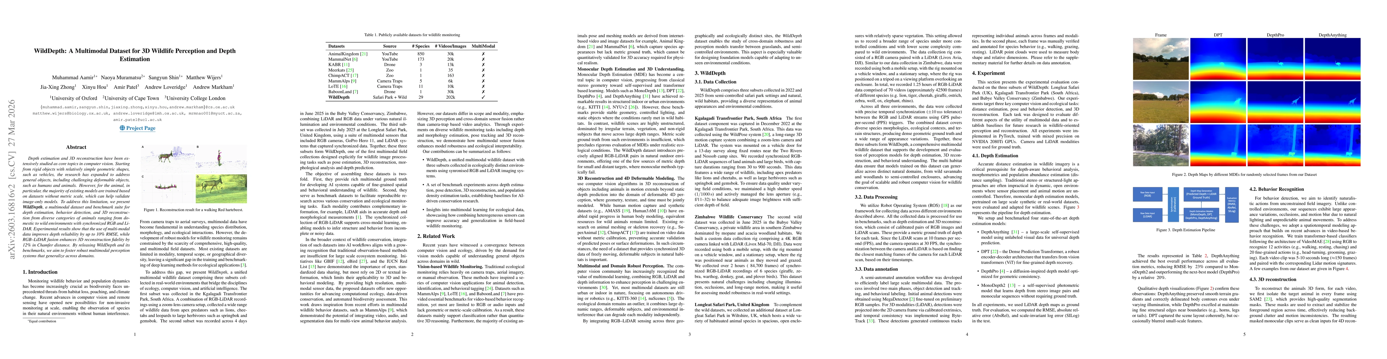 Thumbnail for WildDepth: A Multimodal Dataset for 3D Wildlife Perception and Depth Estimation