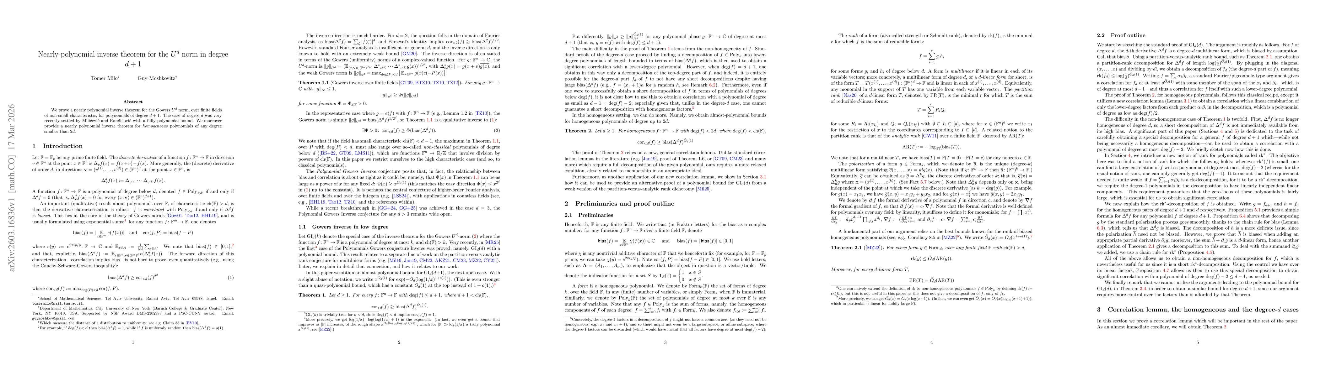Thumbnail for Nearly-polynomial inverse theorem for the U^d norm in degree d+1