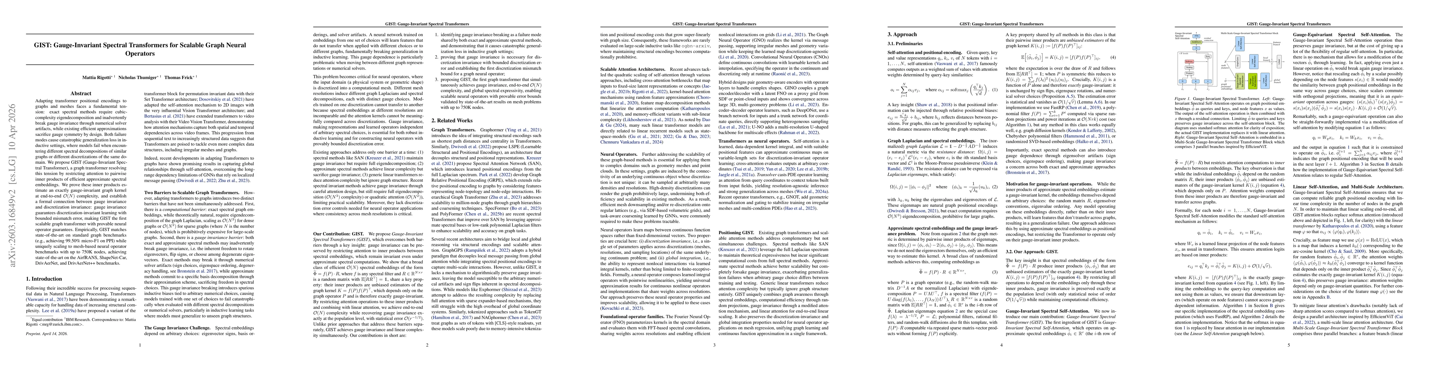 Thumbnail for GIST: Gauge-Invariant Spectral Transformers for Scalable Graph Neural Operators