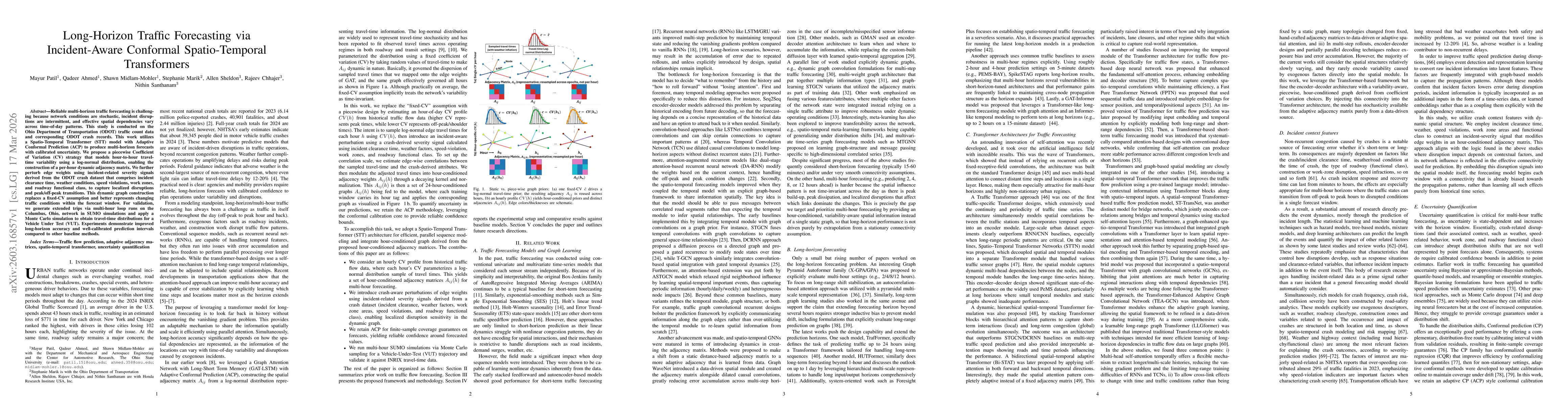 Thumbnail for Long-Horizon Traffic Forecasting via Incident-Aware Conformal Spatio-Temporal Transformers