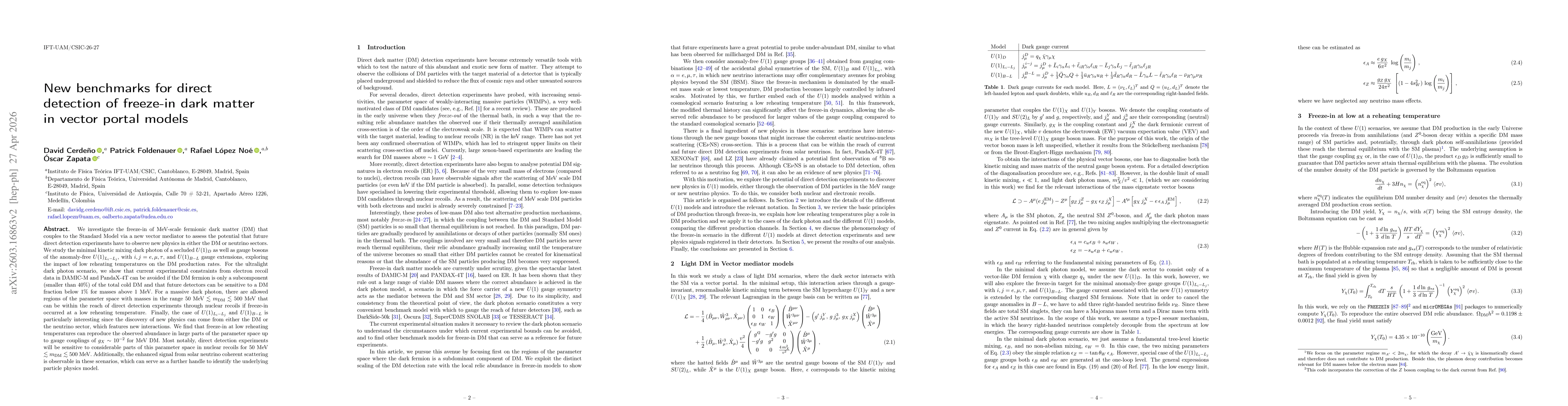 Thumbnail for New benchmarks for direct detection of freeze-in dark matter in vector portal models