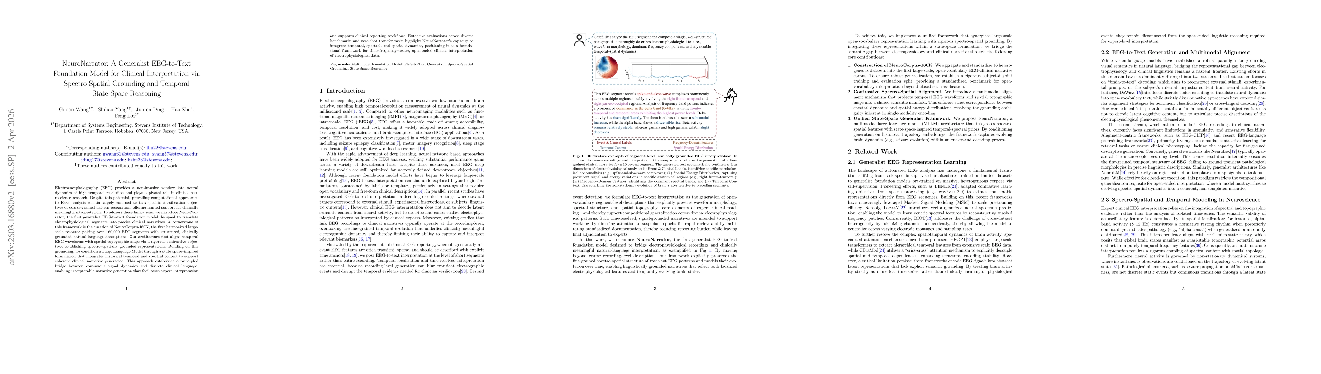 Thumbnail for NeuroNarrator: A Generalist EEG-to-Text Foundation Model for Clinical Interpretation via Spectro-Spatial Grounding and Temporal State-Space Reasoning