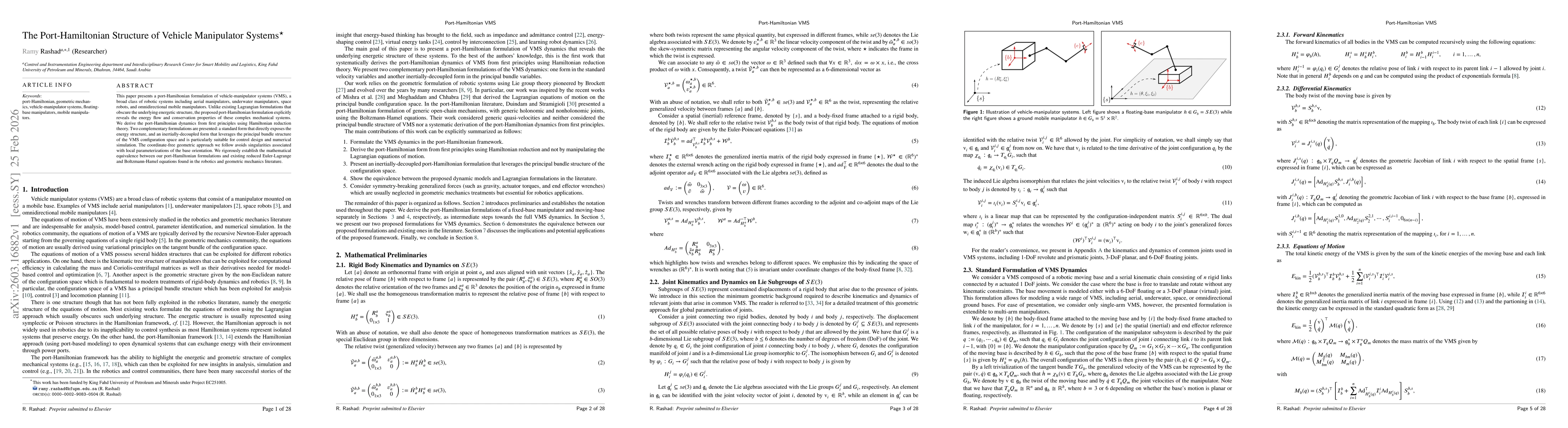 Thumbnail for The Port-Hamiltonian Structure of Vehicle Manipulator Systems