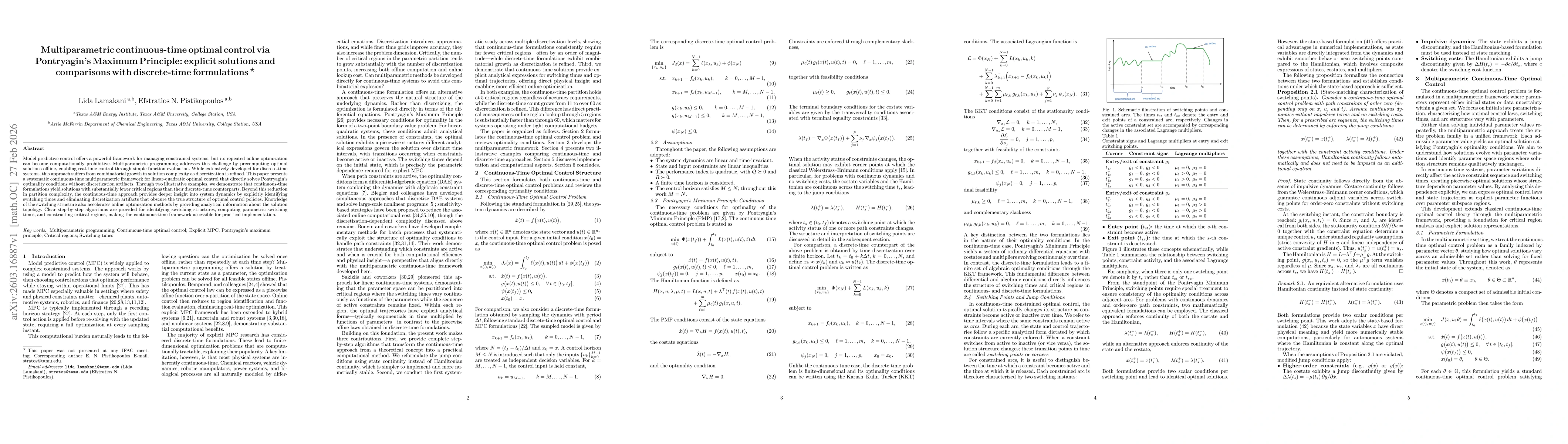 Thumbnail for Multiparametric continuous-time optimal control via Pontryagin's Maximum Principle: explicit solutions and comparisons with discrete-time formulations