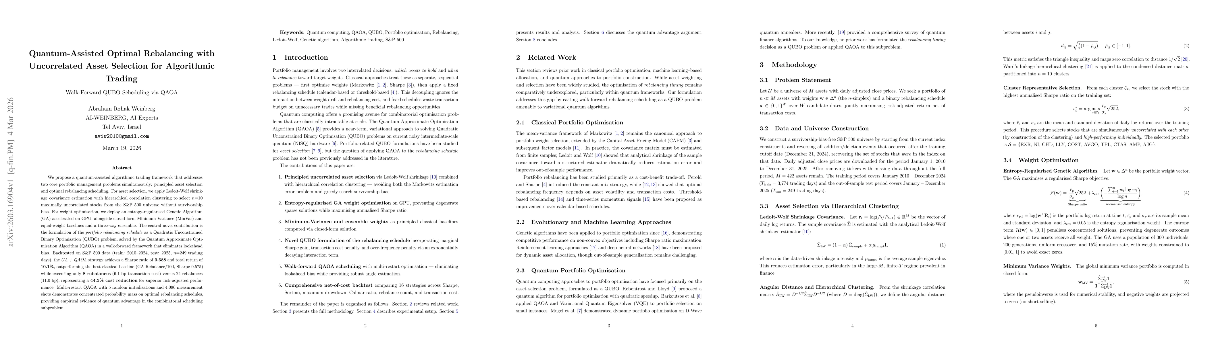 Thumbnail for Quantum-Assisted Optimal Rebalancing with Uncorrelated Asset Selection for Algorithmic Trading Walk-Forward QUBO Scheduling via QAOA