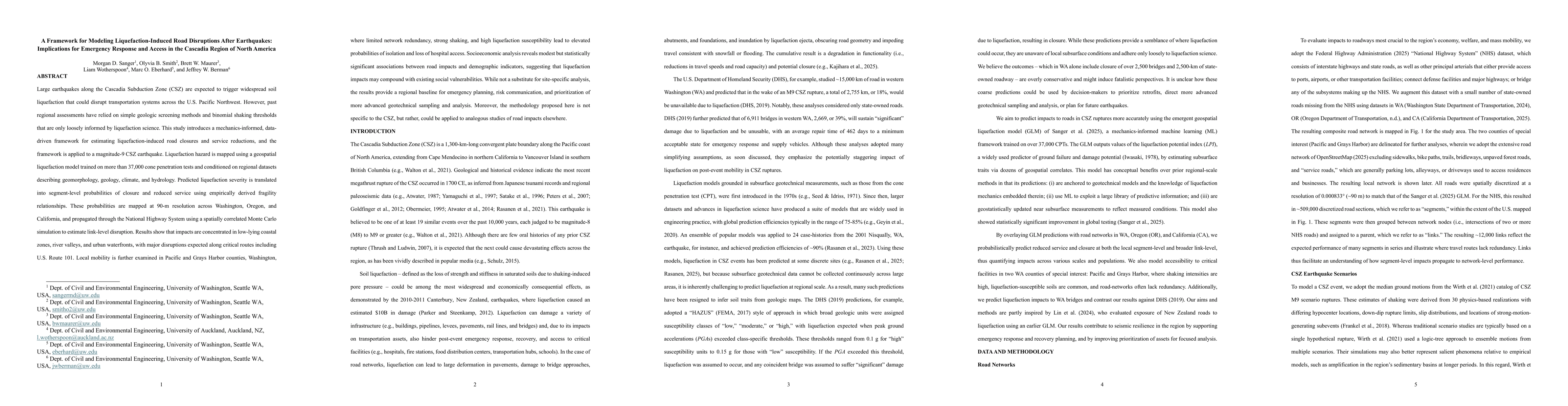 Thumbnail for A Framework for Modeling Liquefaction-Induced Road Disruptions After Earthquakes: Implications for Emergency Response and Access in the Cascadia Region of North America