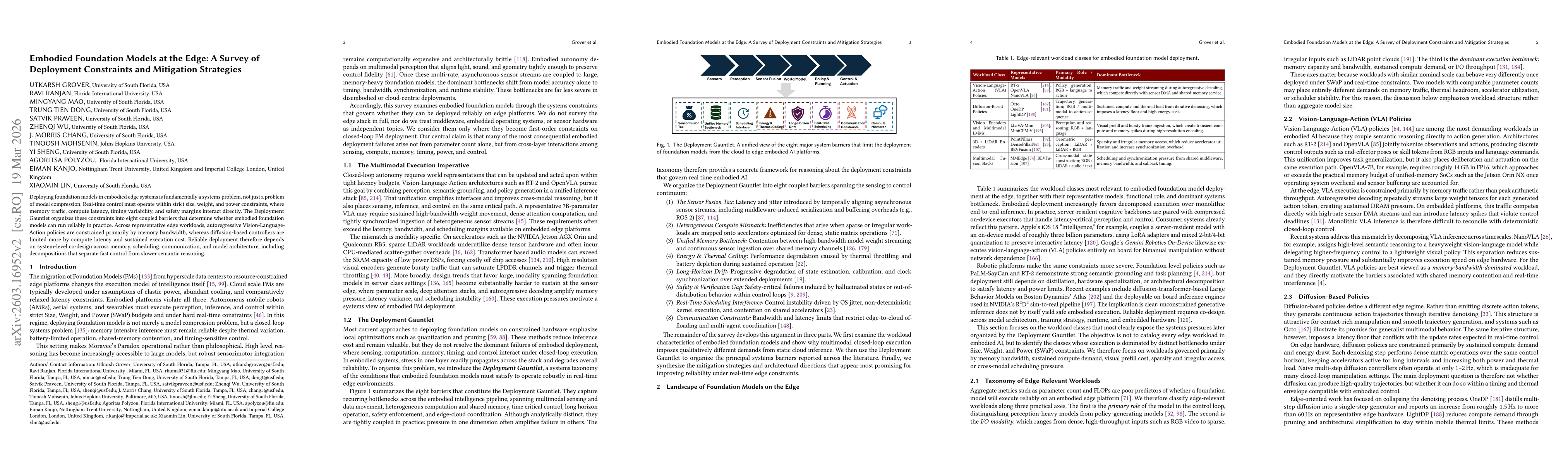 Thumbnail for Embodied Foundation Models at the Edge: A Survey of Deployment Constraints and Mitigation Strategies