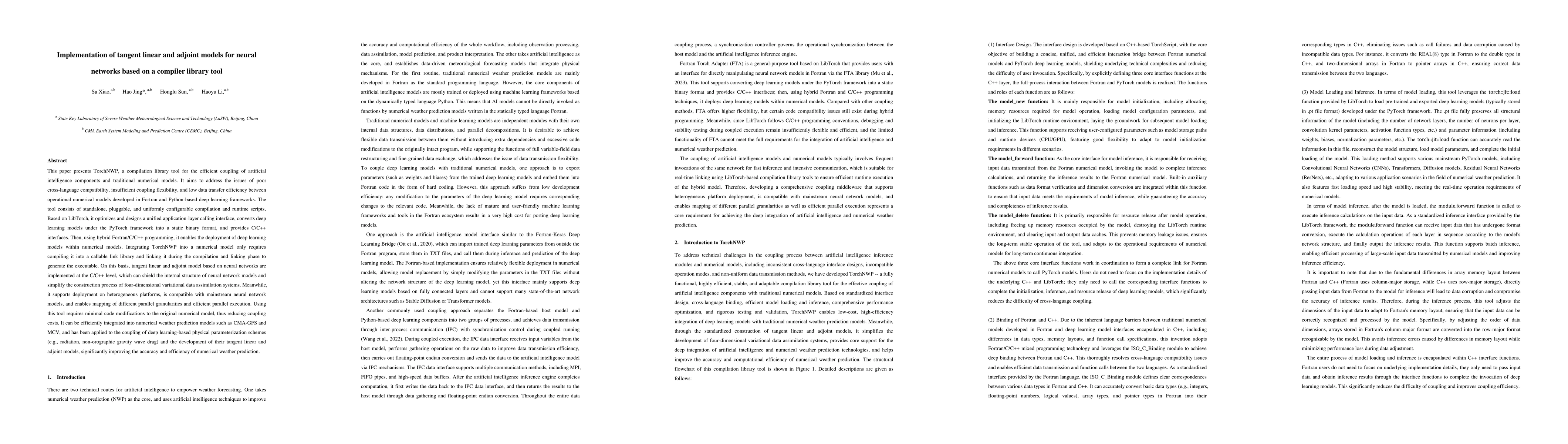 Thumbnail for Implementation of tangent linear and adjoint models for neural networks based on a compiler library tool