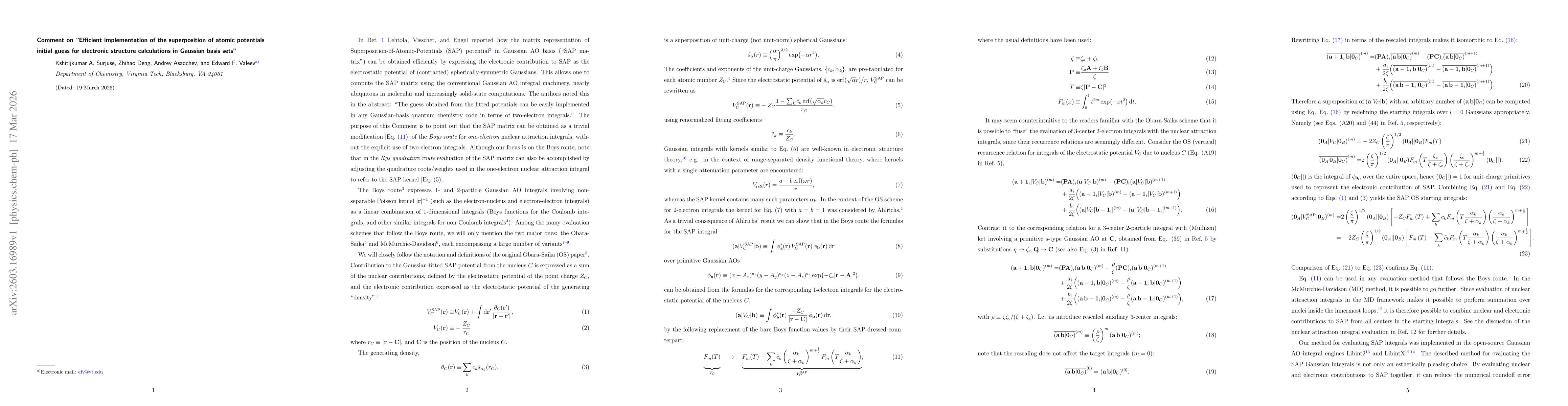 Thumbnail for Comment on "Efficient implementation of the superposition of atomic potentials initial guess for electronic structure calculations in Gaussian basis sets"