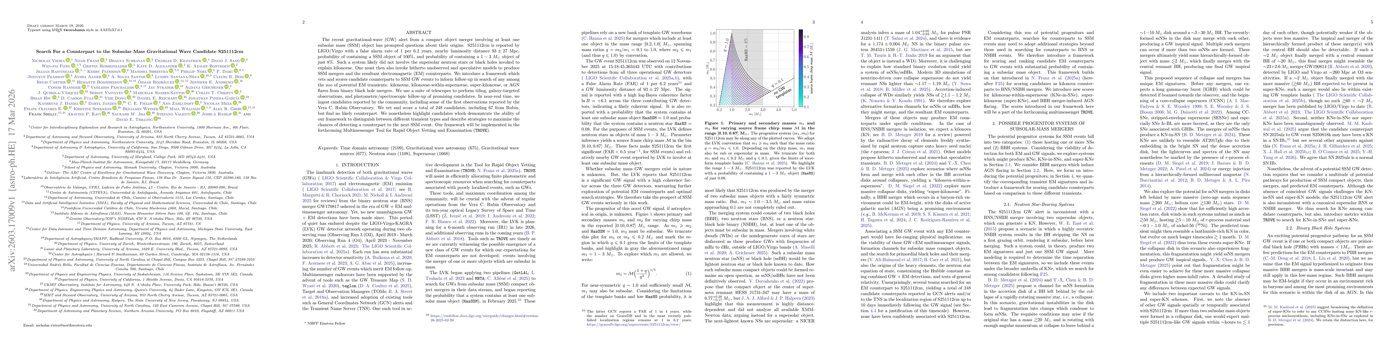Thumbnail for Search For a Counterpart to the Subsolar Mass Gravitational Wave Candidate S251112cm