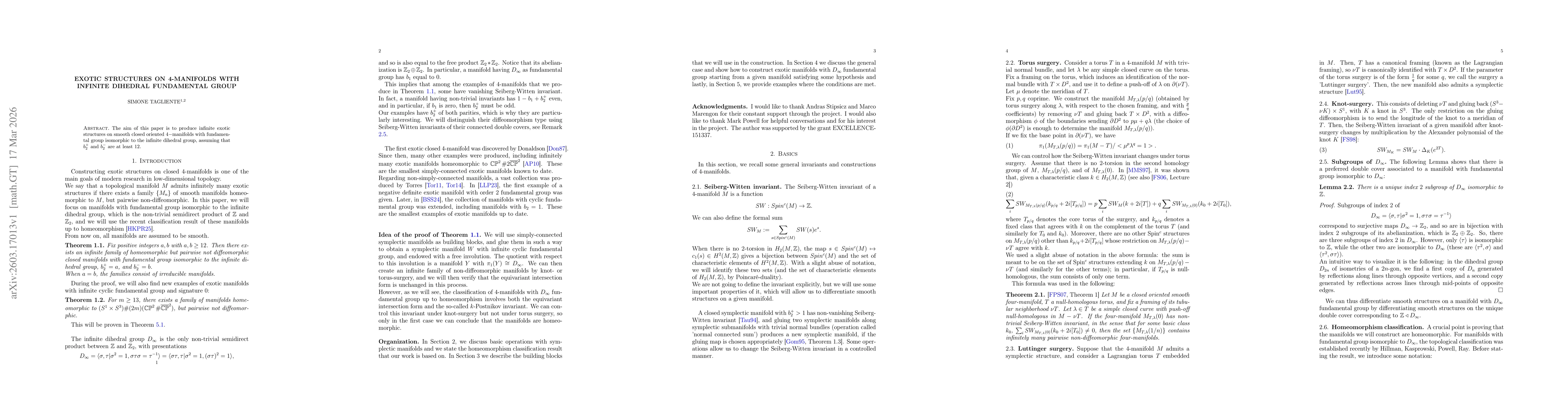 Thumbnail for Exotic structures on 4-manifolds with infinite dihedral fundamental group