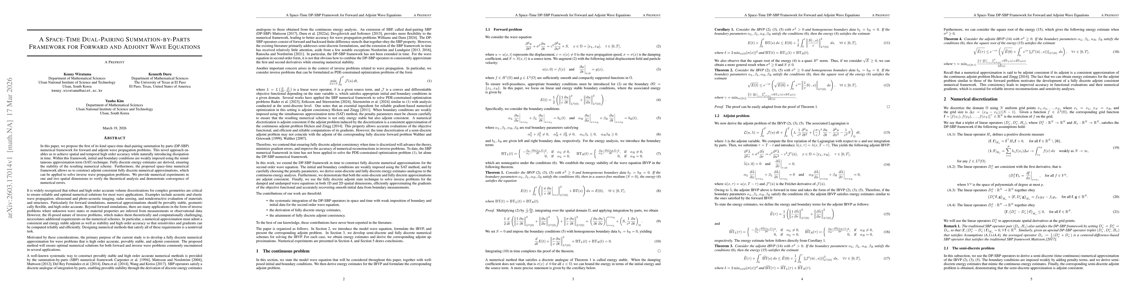 Thumbnail for A space-time dual-pairing summation-by-parts framework for forward and adjoint wave equations
