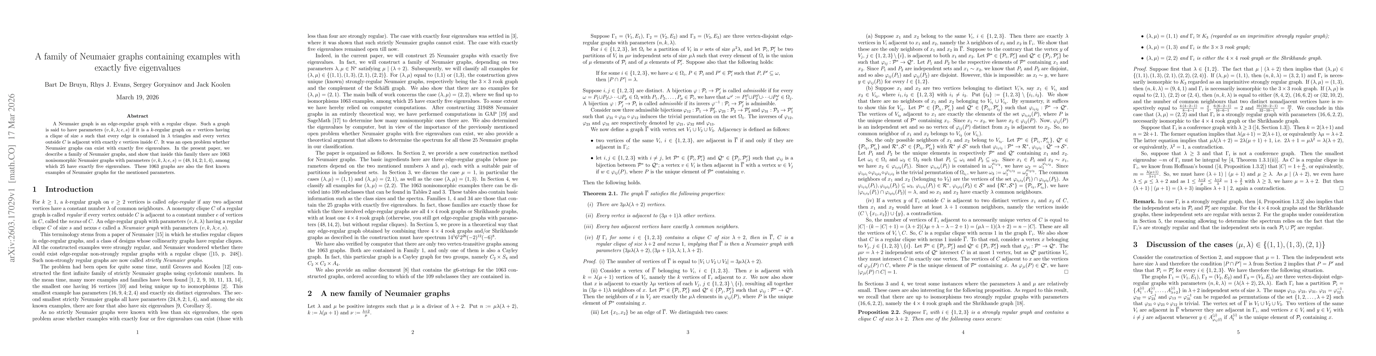Thumbnail for A family of Neumaier graphs containing examples with exactly five eigenvalues