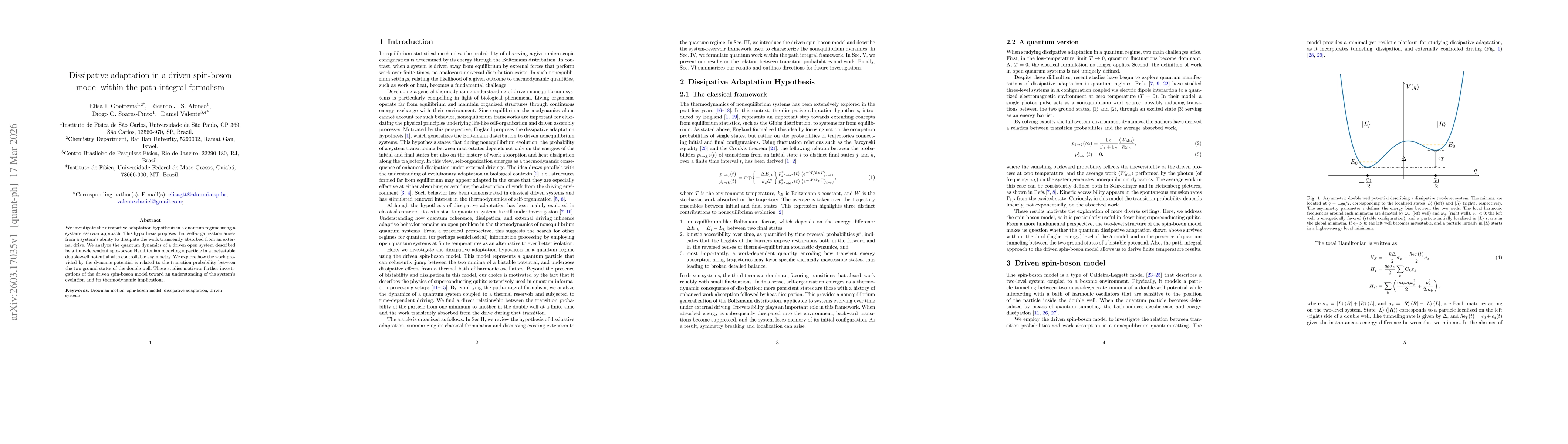 Thumbnail for Dissipative adaptation in a driven spin-boson model within the path-integral formalism