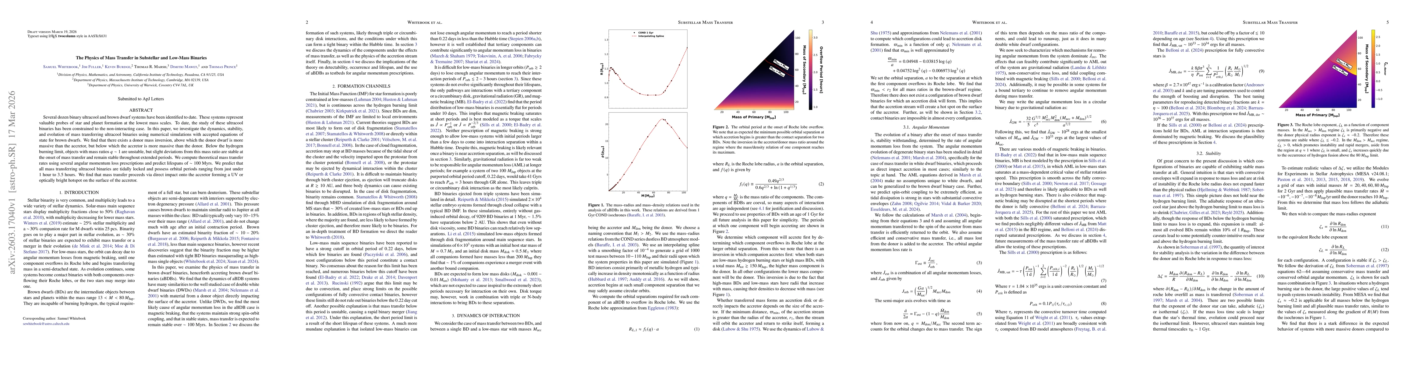 Thumbnail for The Physics of Mass Transfer in Substellar and Low-Mass Binaries