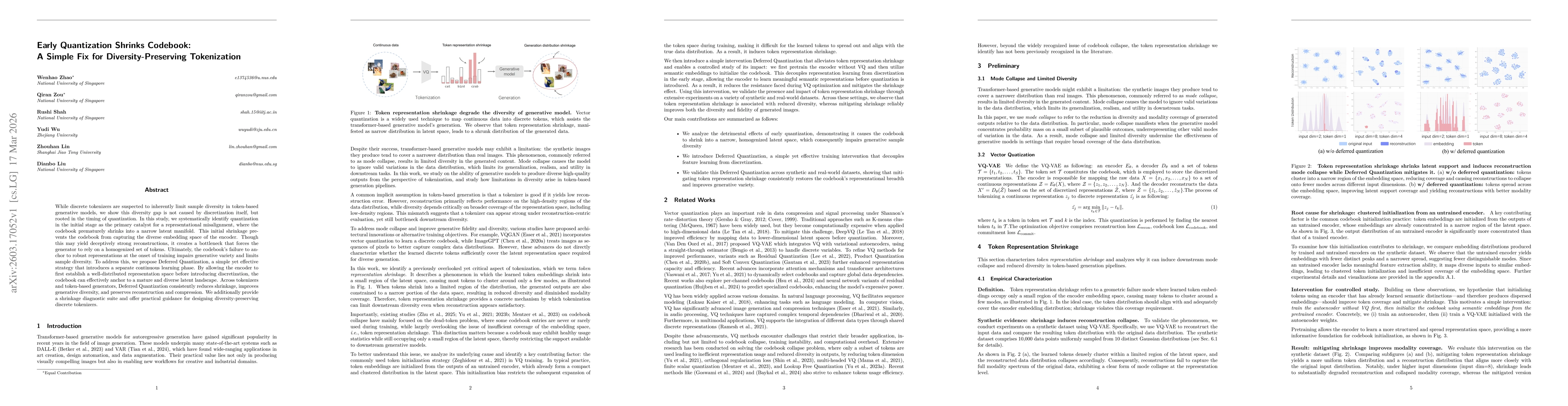 Thumbnail for Early Quantization Shrinks Codebook: A Simple Fix for Diversity-Preserving Tokenization