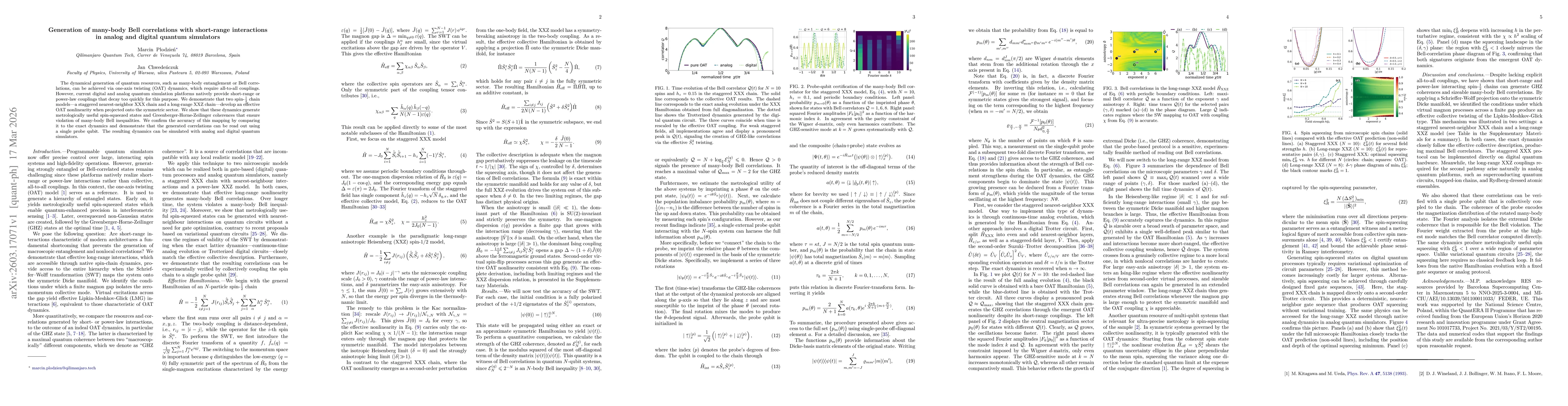 Thumbnail for Generation of many-body Bell correlations with short-range interactions in analog and digital quantum simulators