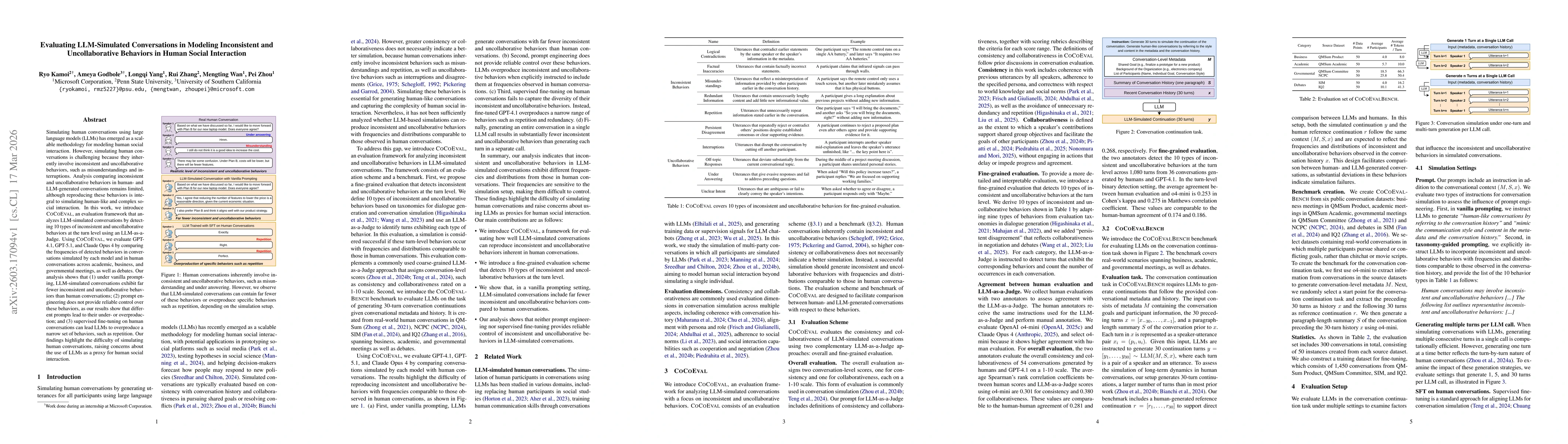 Thumbnail for Evaluating LLM-Simulated Conversations in Modeling Inconsistent and Uncollaborative Behaviors in Human Social Interaction