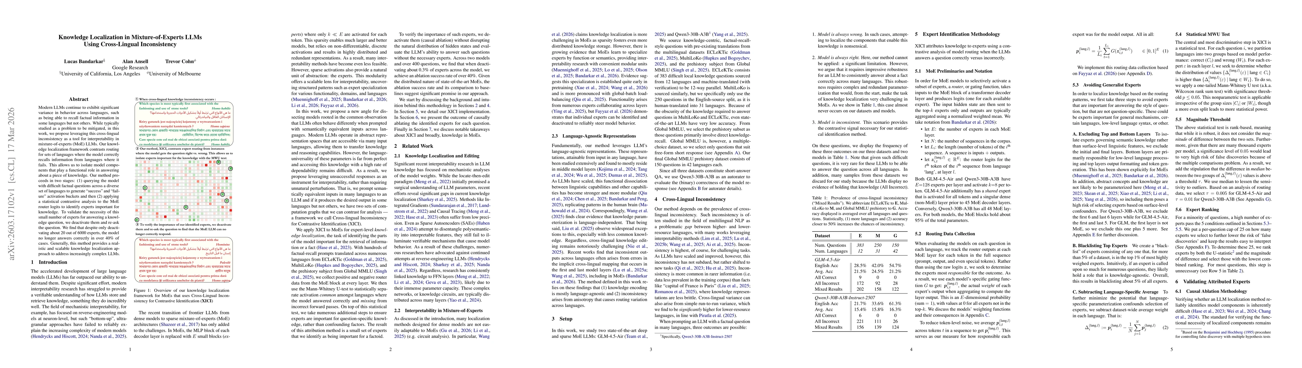 Thumbnail for Knowledge Localization in Mixture-of-Experts LLMs Using Cross-Lingual Inconsistency