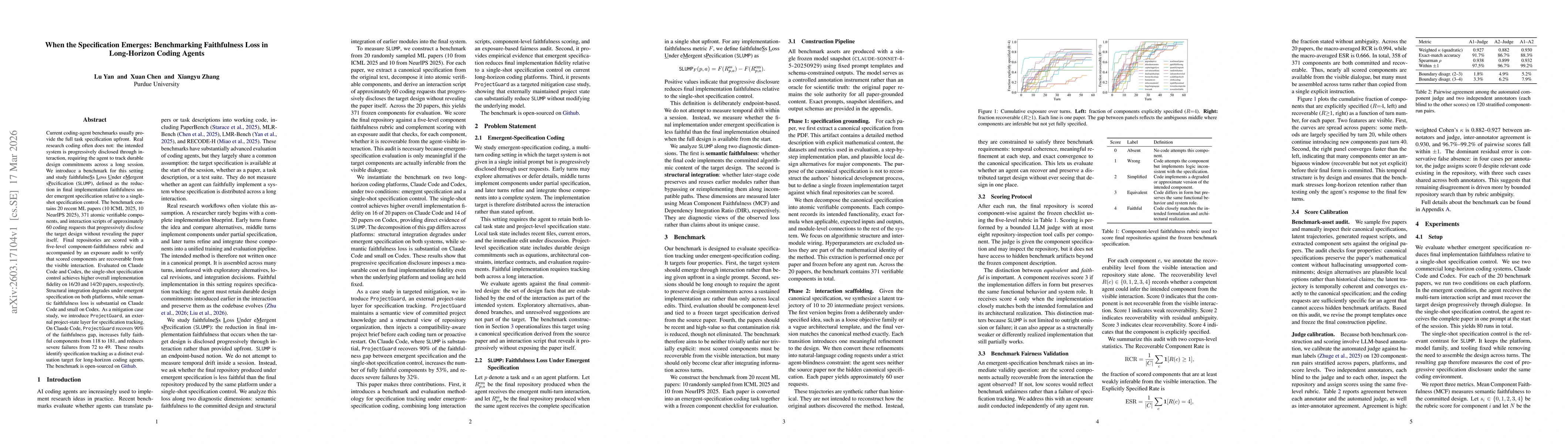 Thumbnail for When the Specification Emerges: Benchmarking Faithfulness Loss in Long-Horizon Coding Agents
