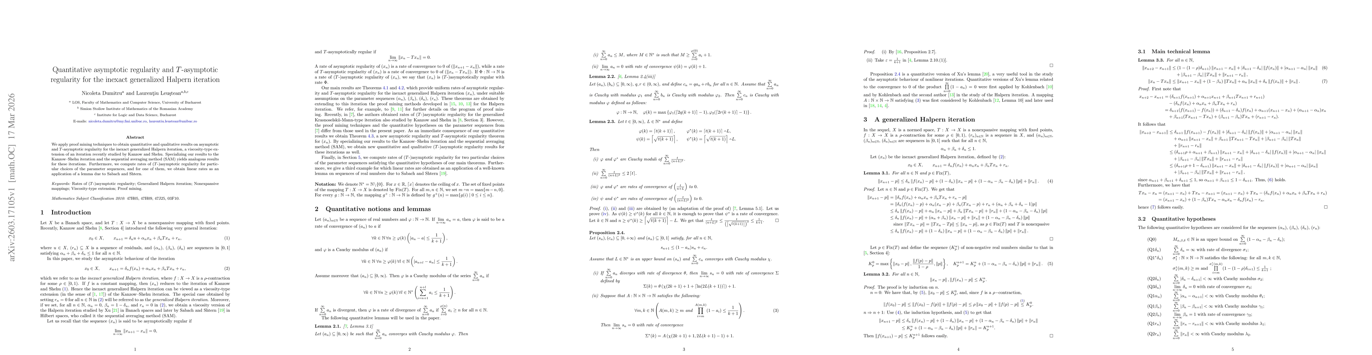 Thumbnail for Quantitative asymptotic regularity and $T$-asymptotic regularity for the inexact generalized Halpern iteration