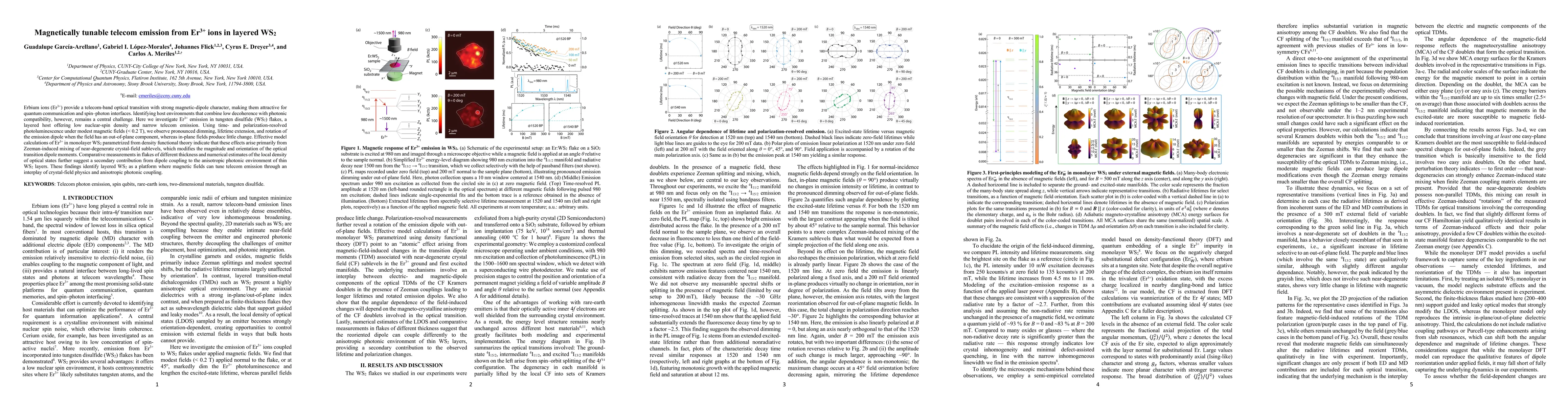 Thumbnail for Magnetically tunable telecom emission from Er3+ ions in layered WS2
