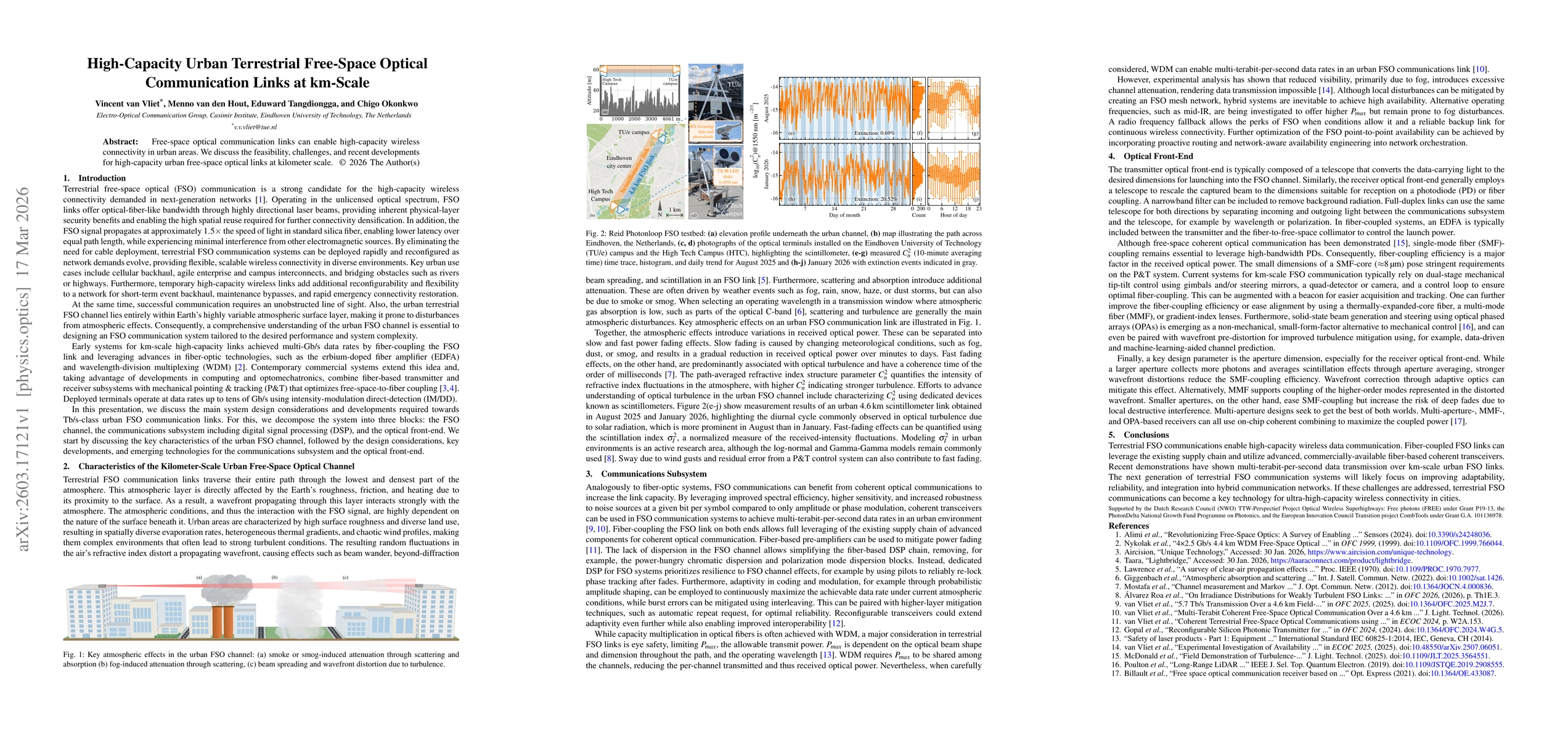 Thumbnail for High-Capacity Urban Terrestrial Free-Space Optical Communication Links at km-Scale