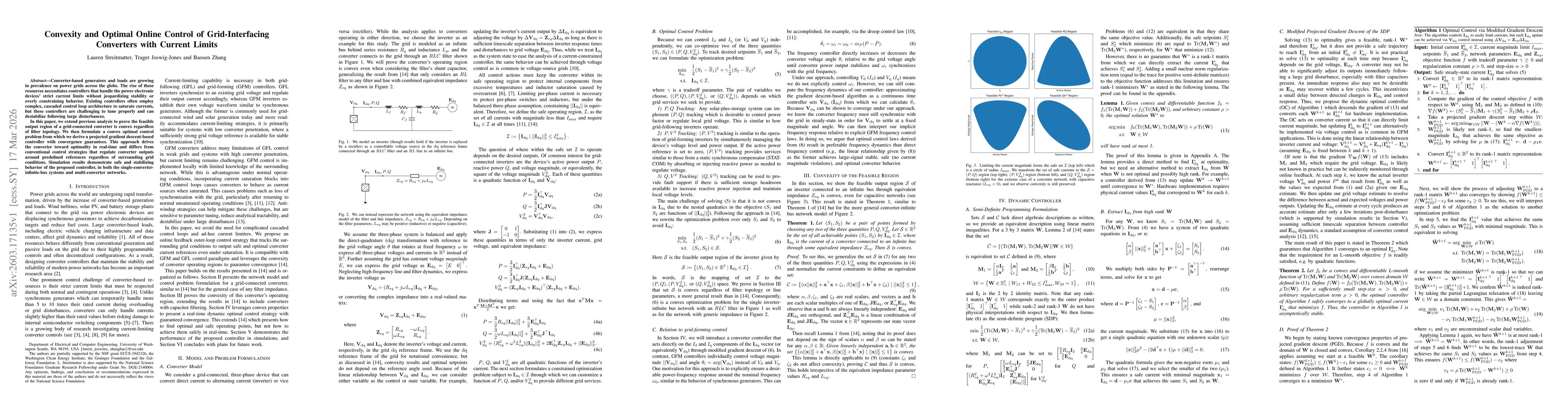 Thumbnail for Convexity and Optimal Online Control of Grid-Interfacing Converters with Current Limits