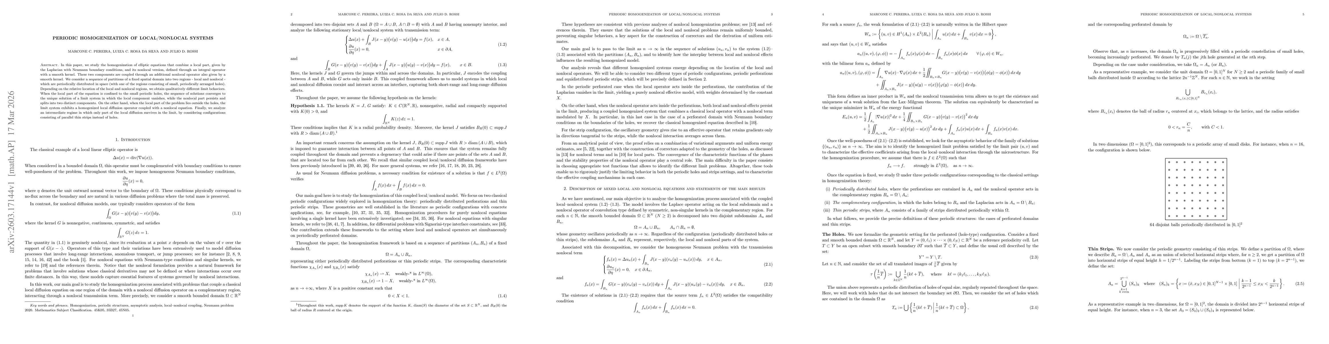 Thumbnail for Periodic Homogenization of Local/Nonlocal Systems