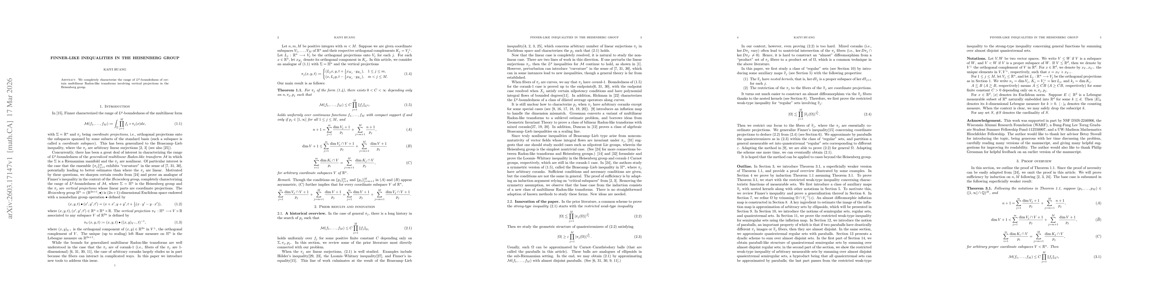 Thumbnail for Finner-like inequalities in the Heisenberg group