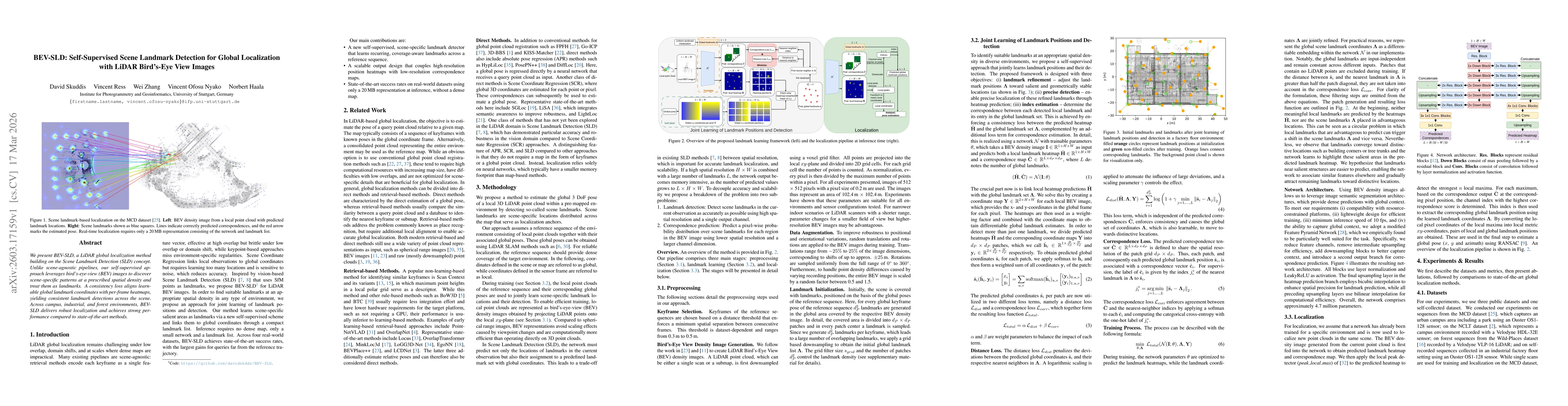 Thumbnail for BEV-SLD: Self-Supervised Scene Landmark Detection for Global Localization with LiDAR Bird's-Eye View Images