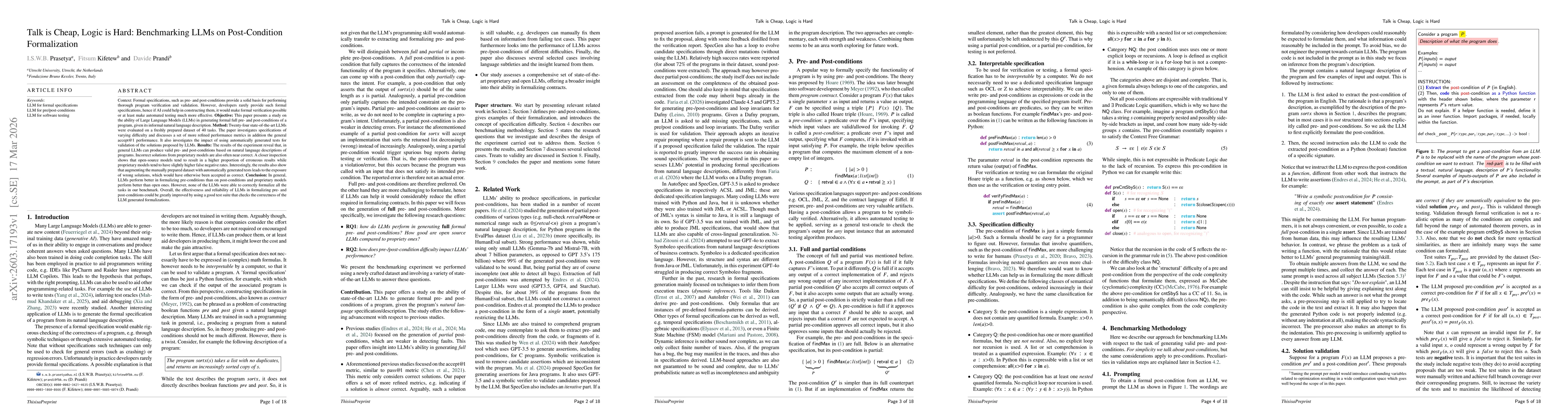 Thumbnail for Talk is Cheap, Logic is Hard: Benchmarking LLMs on Post-Condition Formalization