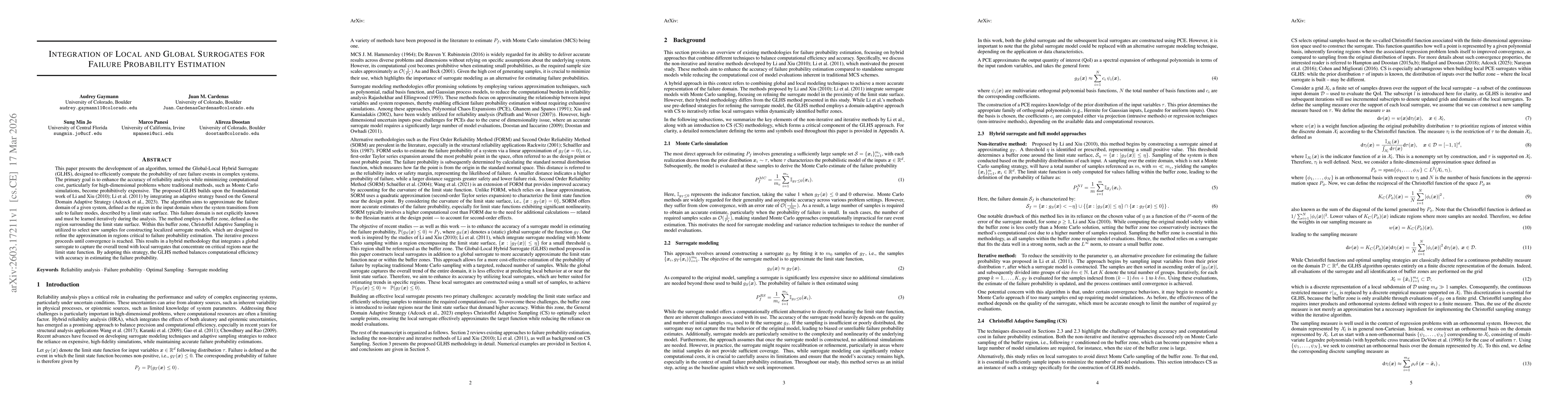 Thumbnail for Integration of local and global surrogates for failure probability estimation