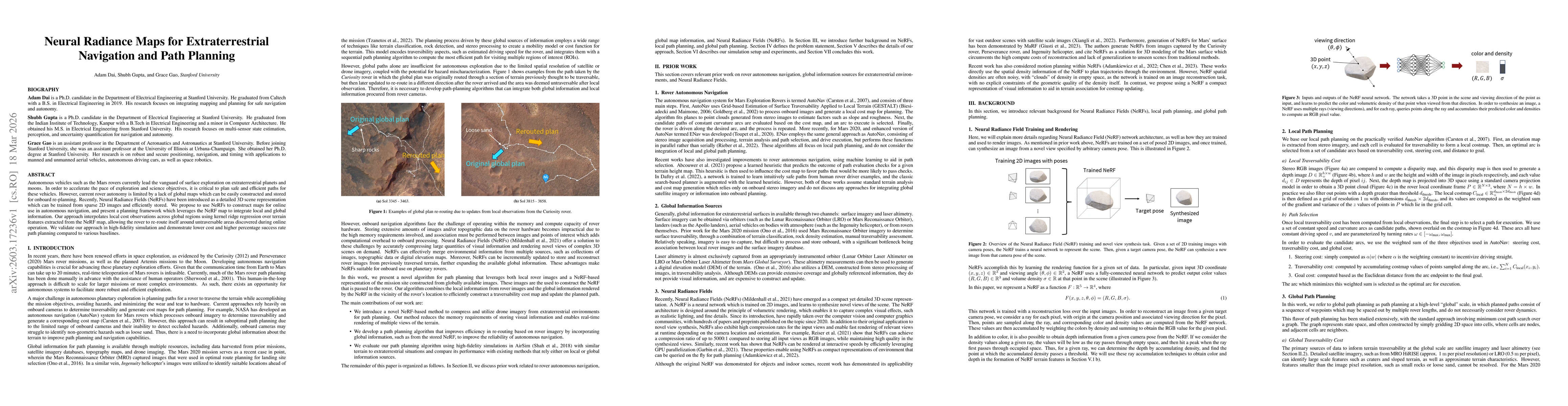 Thumbnail for Neural Radiance Maps for Extraterrestrial Navigation and Path Planning