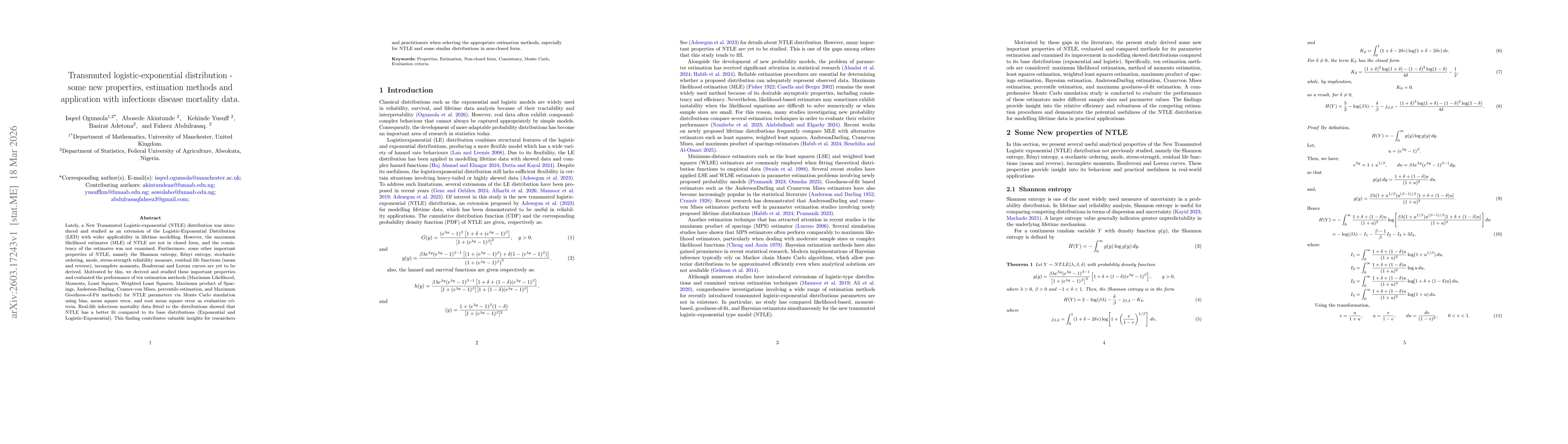 Thumbnail for Transmuted logistic-exponential distribution - some new properties, estimation methods and application with infectious disease mortality data