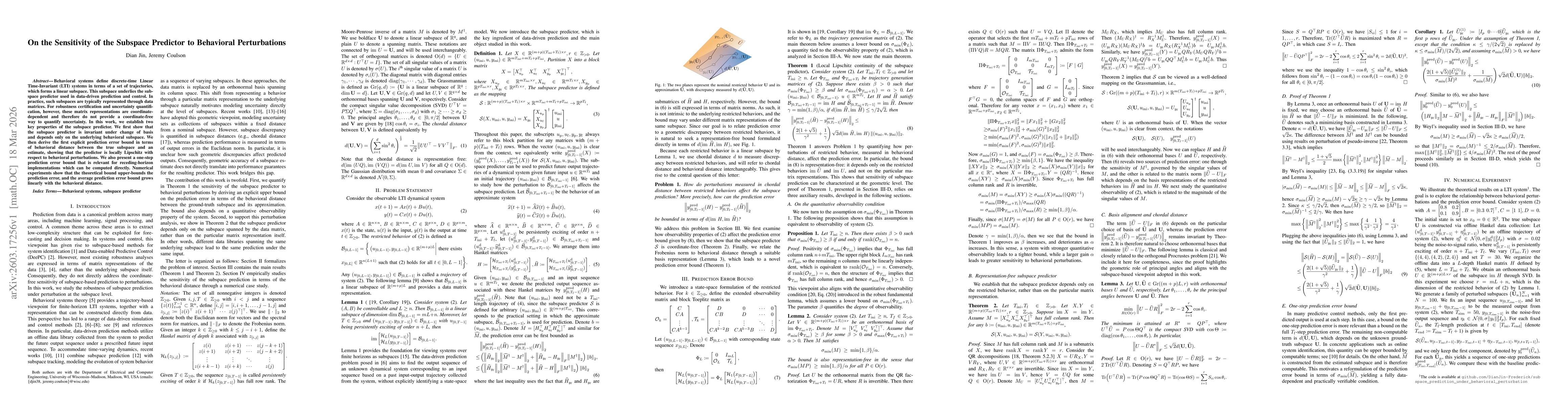 Thumbnail for On the sensitivity of the subspace predictor to behavioral perturbations