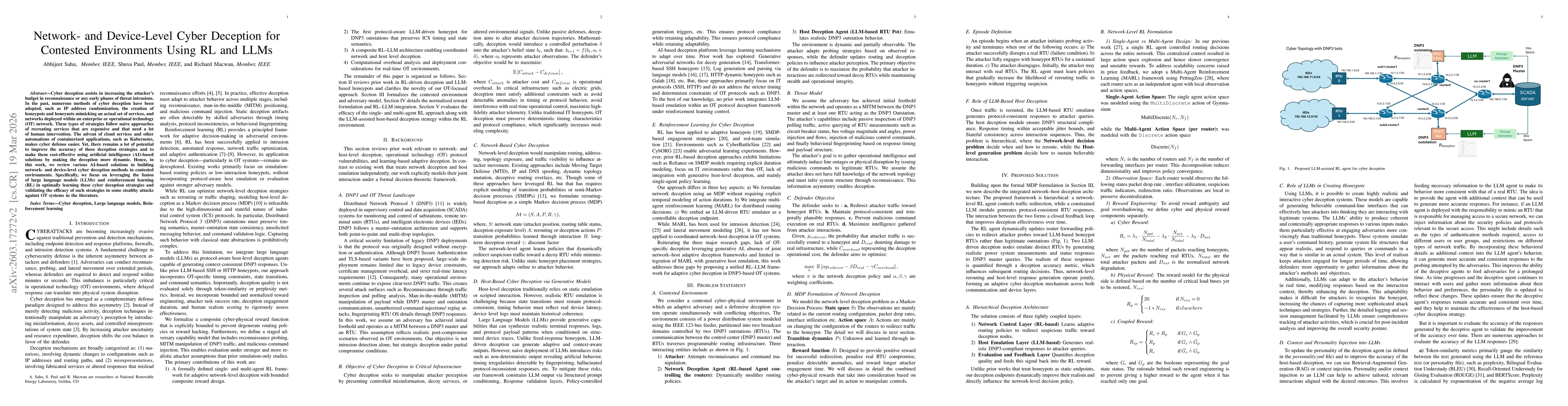 Thumbnail for Network- and Device-Level Cyber Deception for Contested Environments Using RL and LLMs