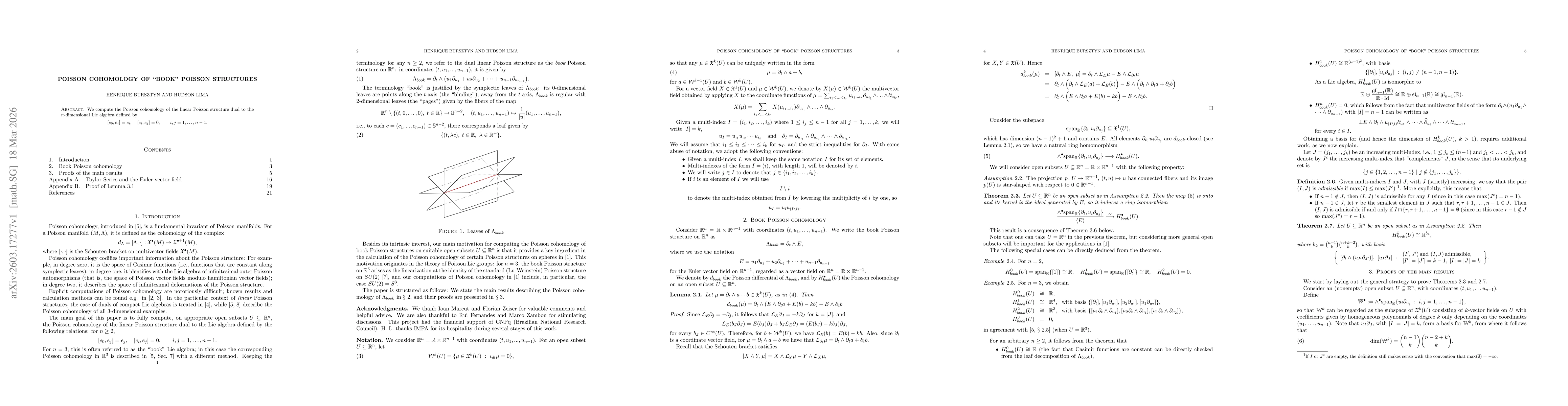 Thumbnail for Poisson cohomology of "book" Poisson structures