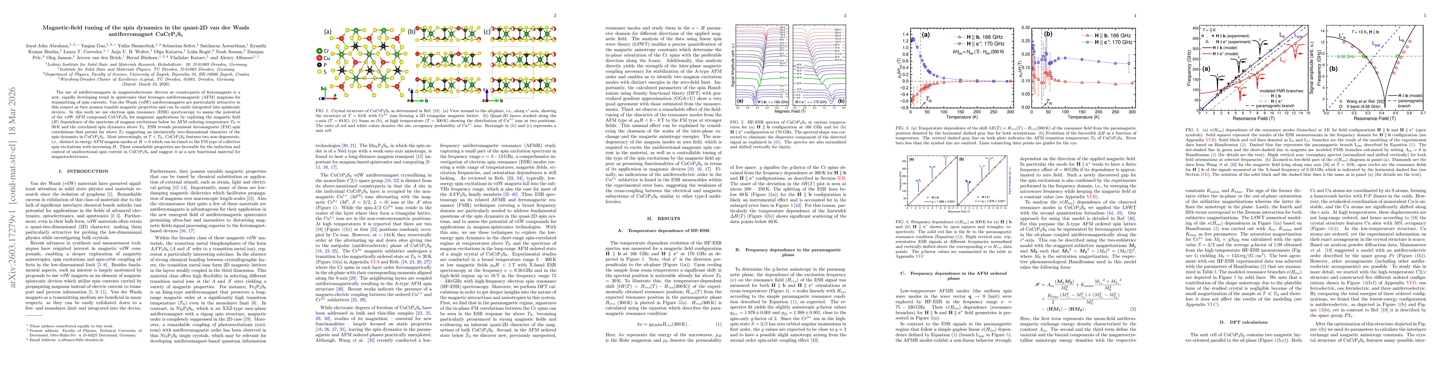 Thumbnail for Magnetic-field tuning of the spin dynamics in the quasi-2D van der Waals antiferromagnet CuCrP$_{2}$S$_{6}$